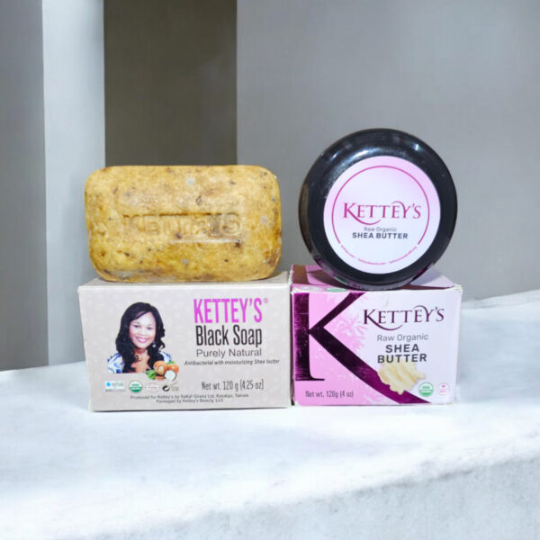 KETTEY’S Black Soap (40g) & Raw Shea Butter (20g) COMBO