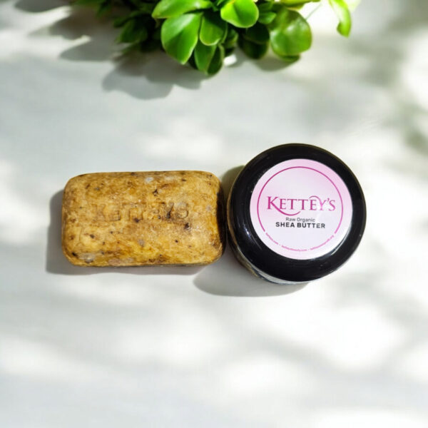 KETTEY’S Black Soap (40g) & Raw Shea Butter (20g) COMBO - Image 2