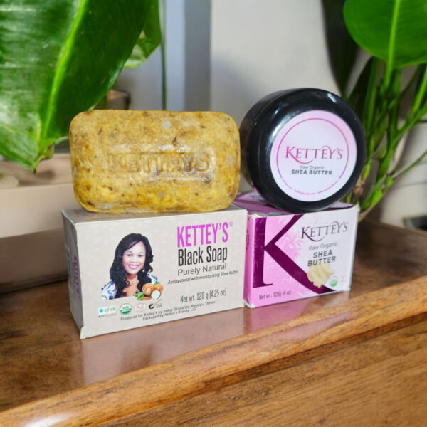 KETTEY’S Black Soap (40g) & Raw Shea Butter (20g) COMBO - Image 3